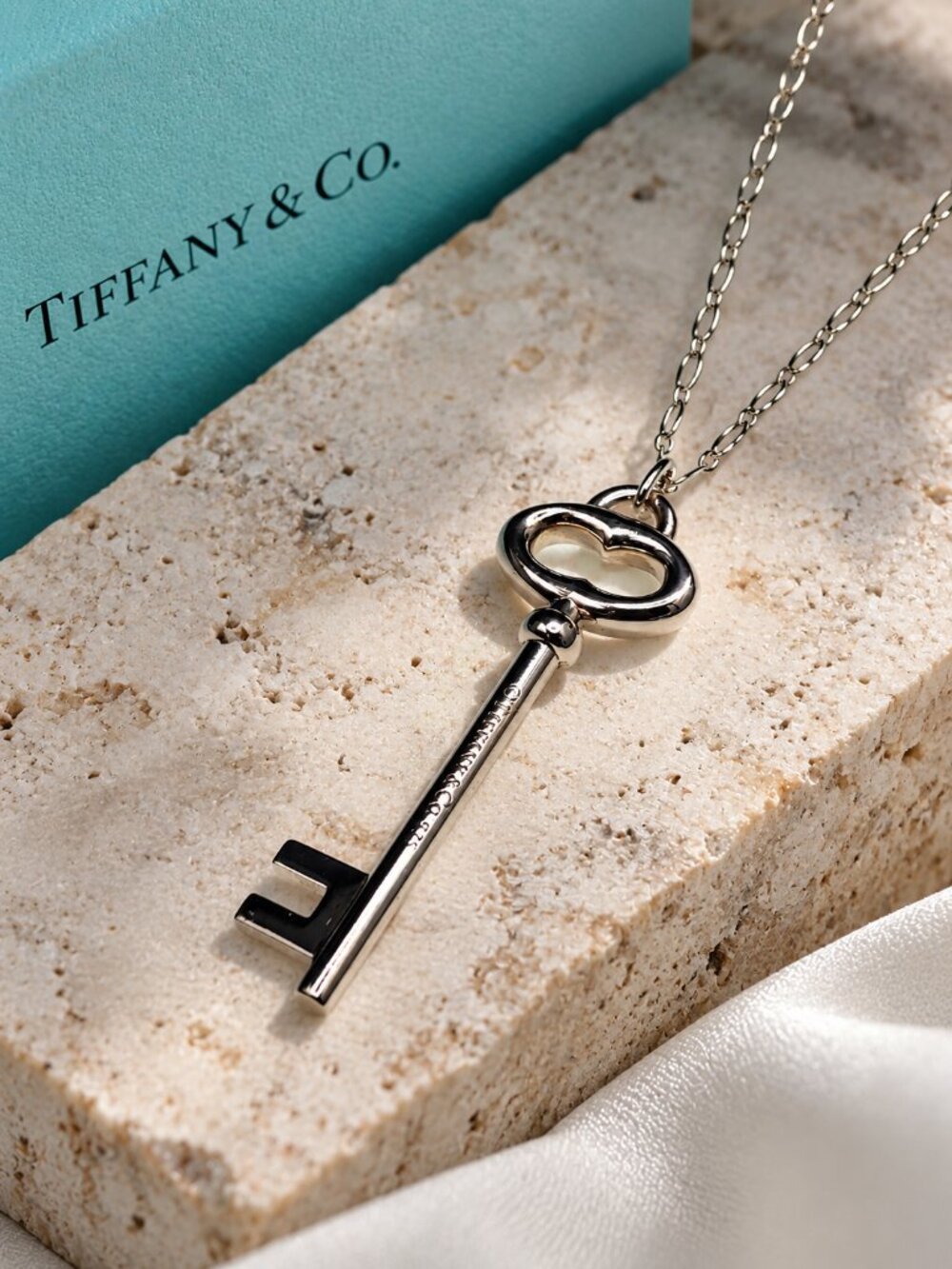 Tiffany & Co. Classic, Large Key Pendant on Tiffany Chain .925